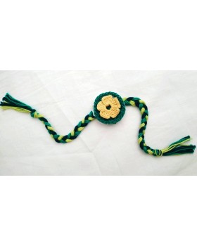 Happy Threads Handcrafted Crochet Raakhi (Green & Black)